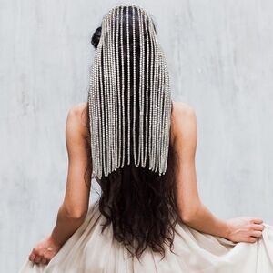 Silver Crystal Fringe Elegant Headband Hair Statement Fashion Accessories